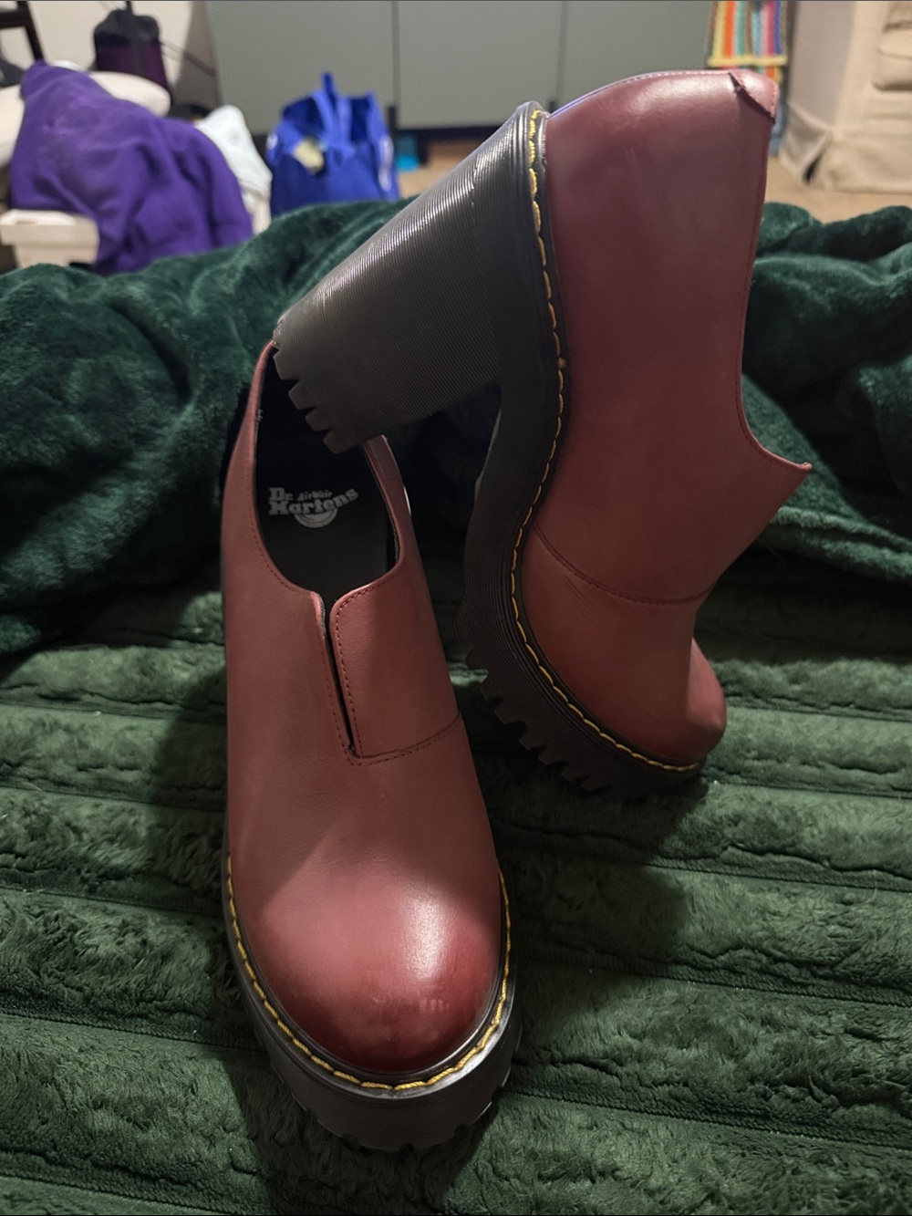 Dr. Martens Women's Oxblood Platform Slip-On Heeled Boots